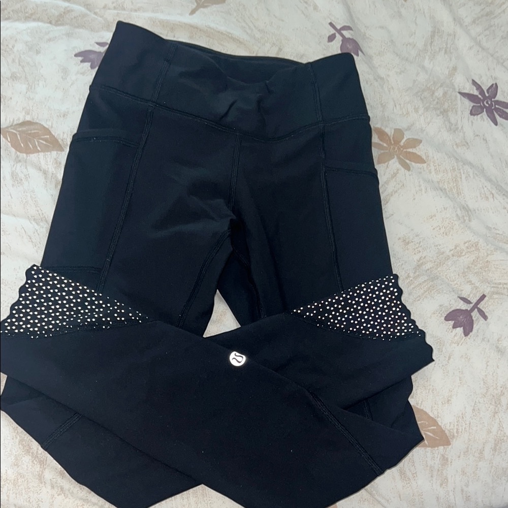 Lululemon Athletica Black Leggings with White Dots